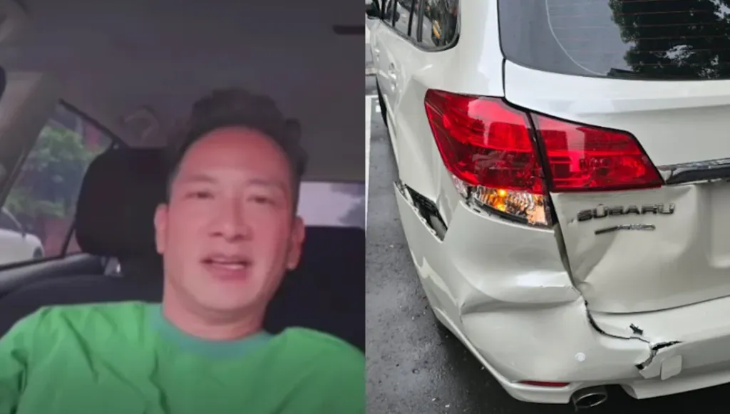 高山峰停車開直播「突遭後車猛撞」！驚險畫面全錄下