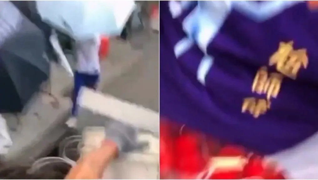 影／玄濟宮遭偷襲！穿紫衣裝信眾搭車靠近喊「尬賽」潑穢物放鞭炮　車上視角影片瘋傳