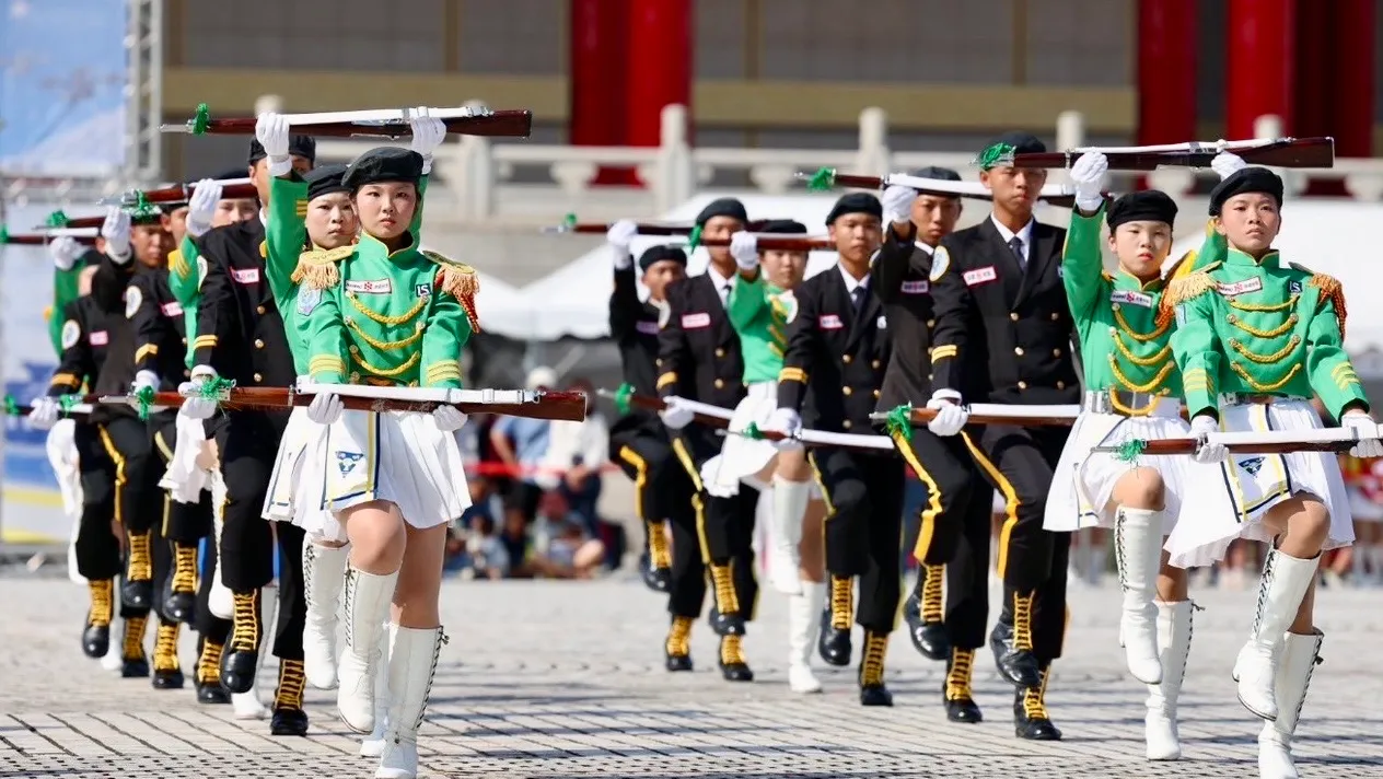 ▲港明高中儀隊成軍14年，今年再度蟬聯全國冠軍。（圖／台南市政府提供）