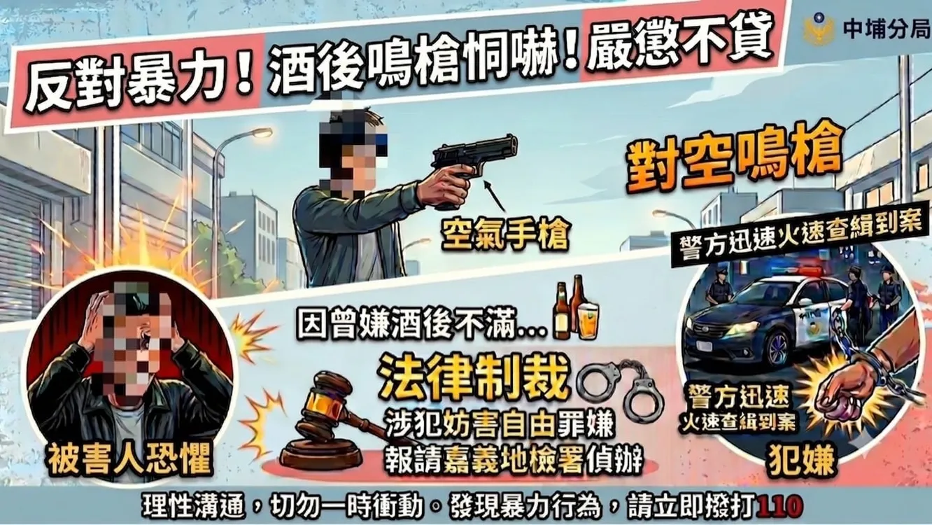 【嫌犯酒後持槍危害社區　中埔警火速查緝到案】