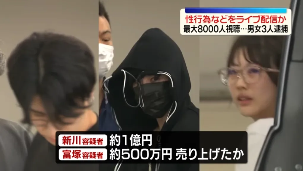 影/日本2男1女網站直播活春宮!吸8000人觀看斗內100萬日圓 遭逮後長相全曝光