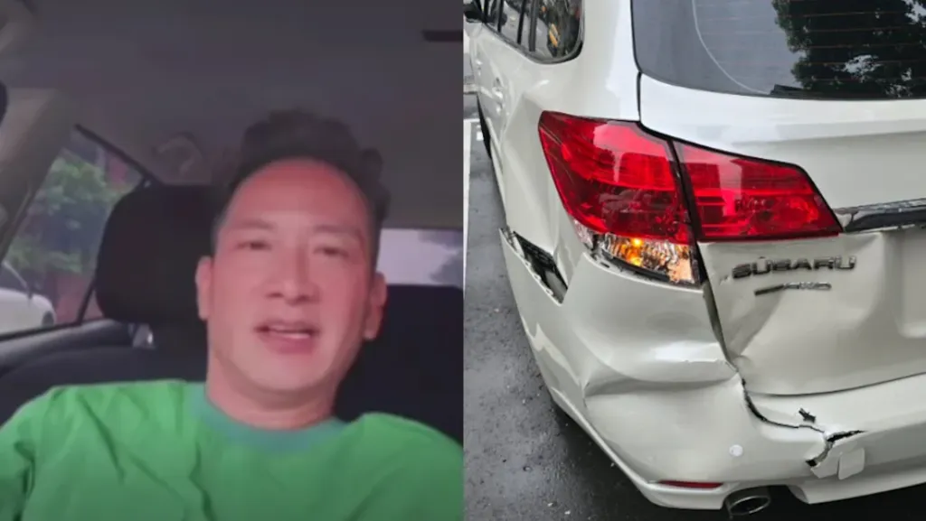 高山峰停車開直播「突遭後車猛撞」!驚險畫面全錄下