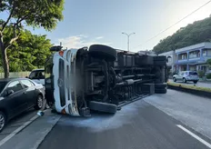 爆胎釀禍! 龜山大貨車翻覆