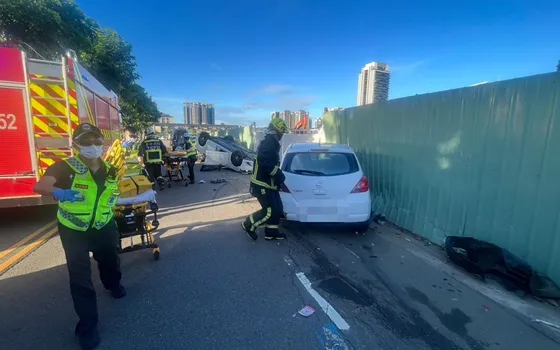 台中北屯車禍1車翻覆2人受困! 機車騎士OHCA