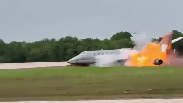 影／飛機墜毀爆炸影片瘋傳！私人飛機故障迫降多明尼加機場　機上2人全數罹難