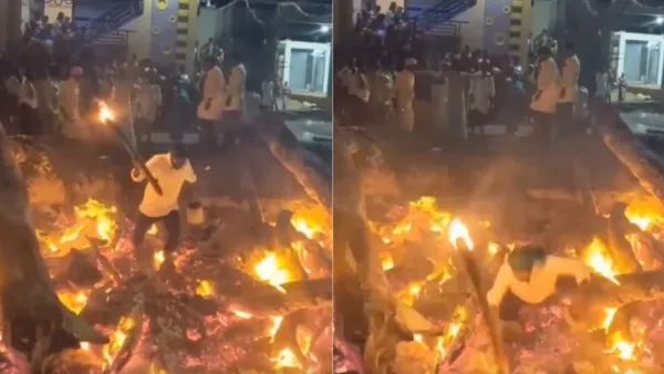 影／印度火祭儀式出意外！男拿火把、裝油容器突跌入火坑　全身嚴重燒傷身亡