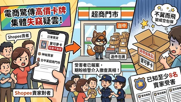 爆料／網購驚傳「神祕黑洞」！8賣家寄高價寶可夢卡至台中同一超商 退件竟全變「空包彈」