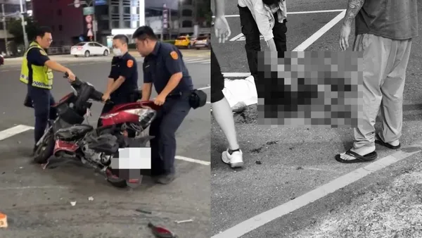 右轉燈沒亮就轉!高雄女駕駛違規擊落22歲外籍騎士 他左腿肉被削「見骨」